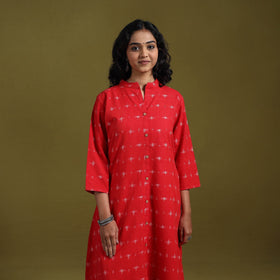 Handloom cotton a-line pochampally double ikat kurta