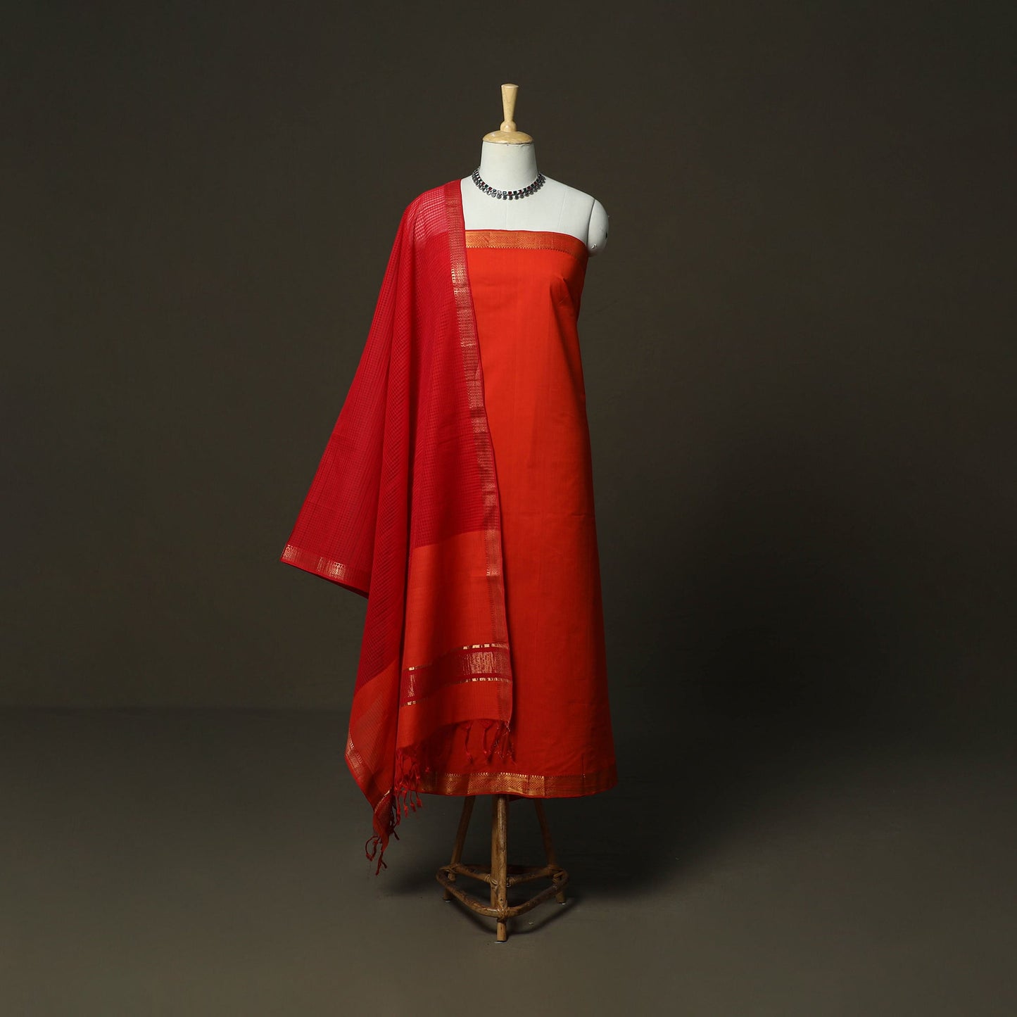 Handloom cotton mangalagiri 3pc unstitched dress material
