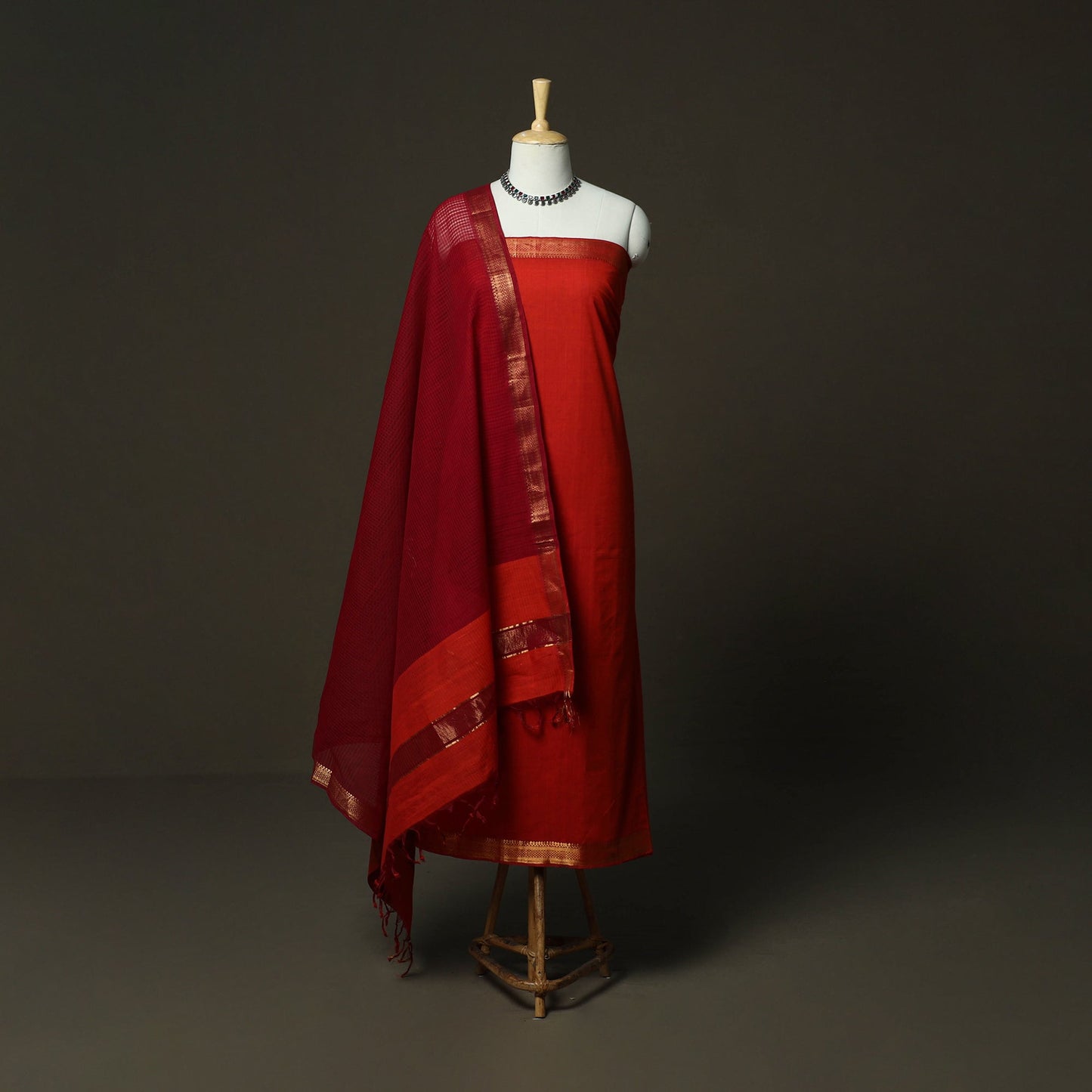 Handloom cotton mangalagiri 3pc unstitched dress material