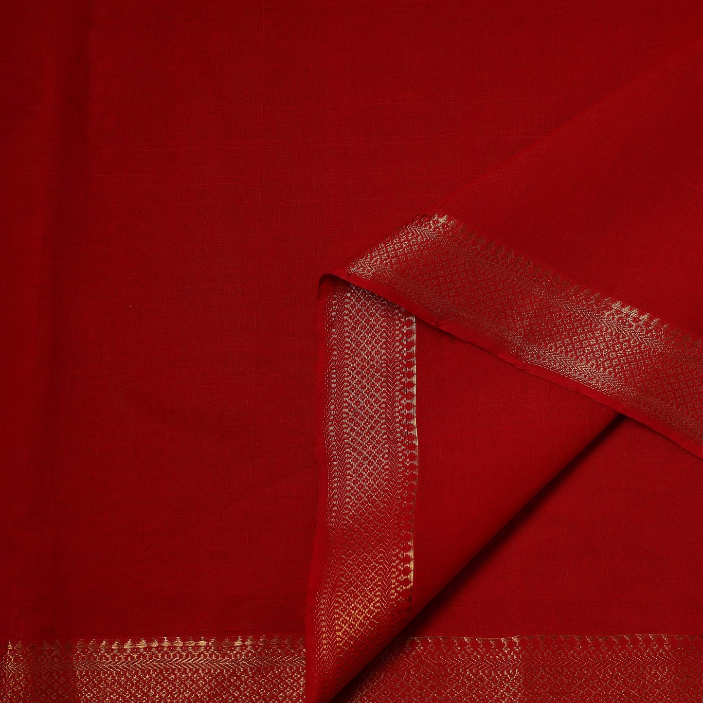 Red - handloom cotton mangalagiri fabric with zari border