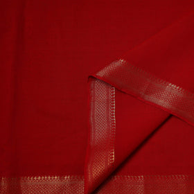 Red - handloom cotton mangalagiri fabric with zari border