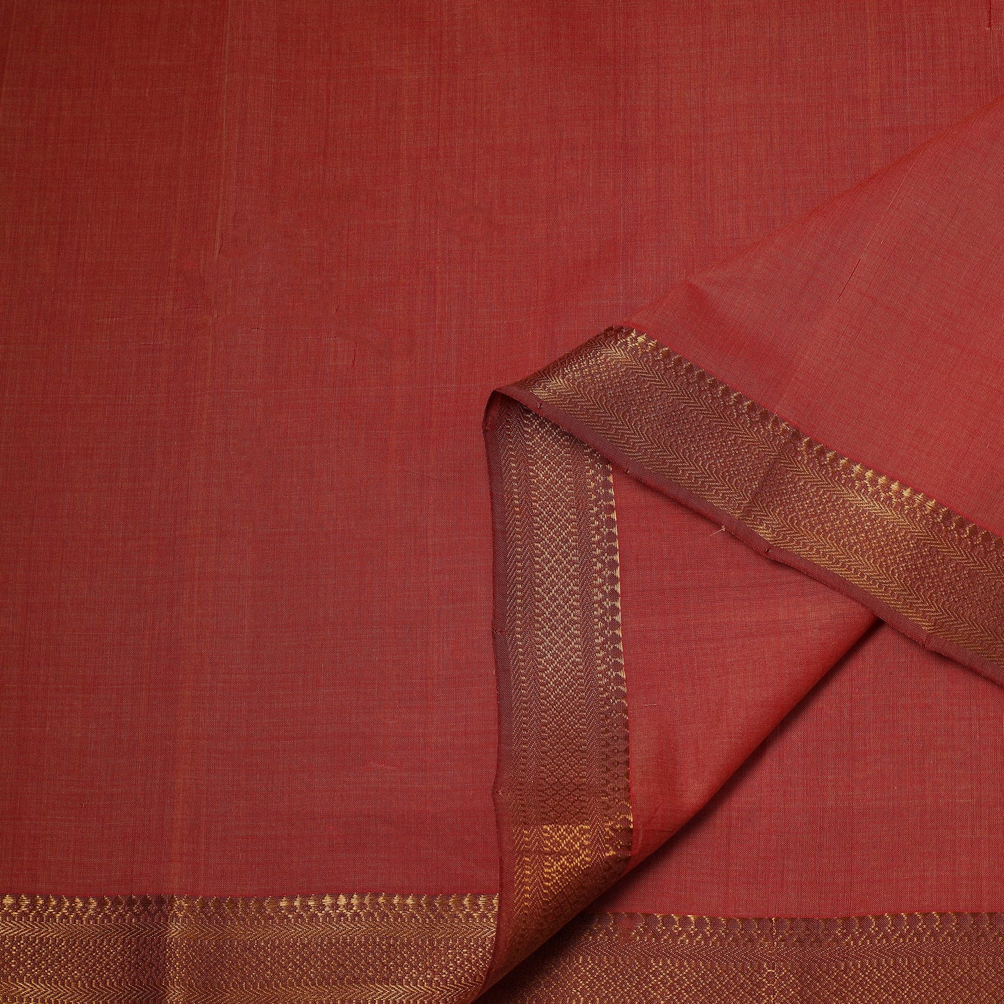 Red - handloom cotton mangalagiri fabric with zari border