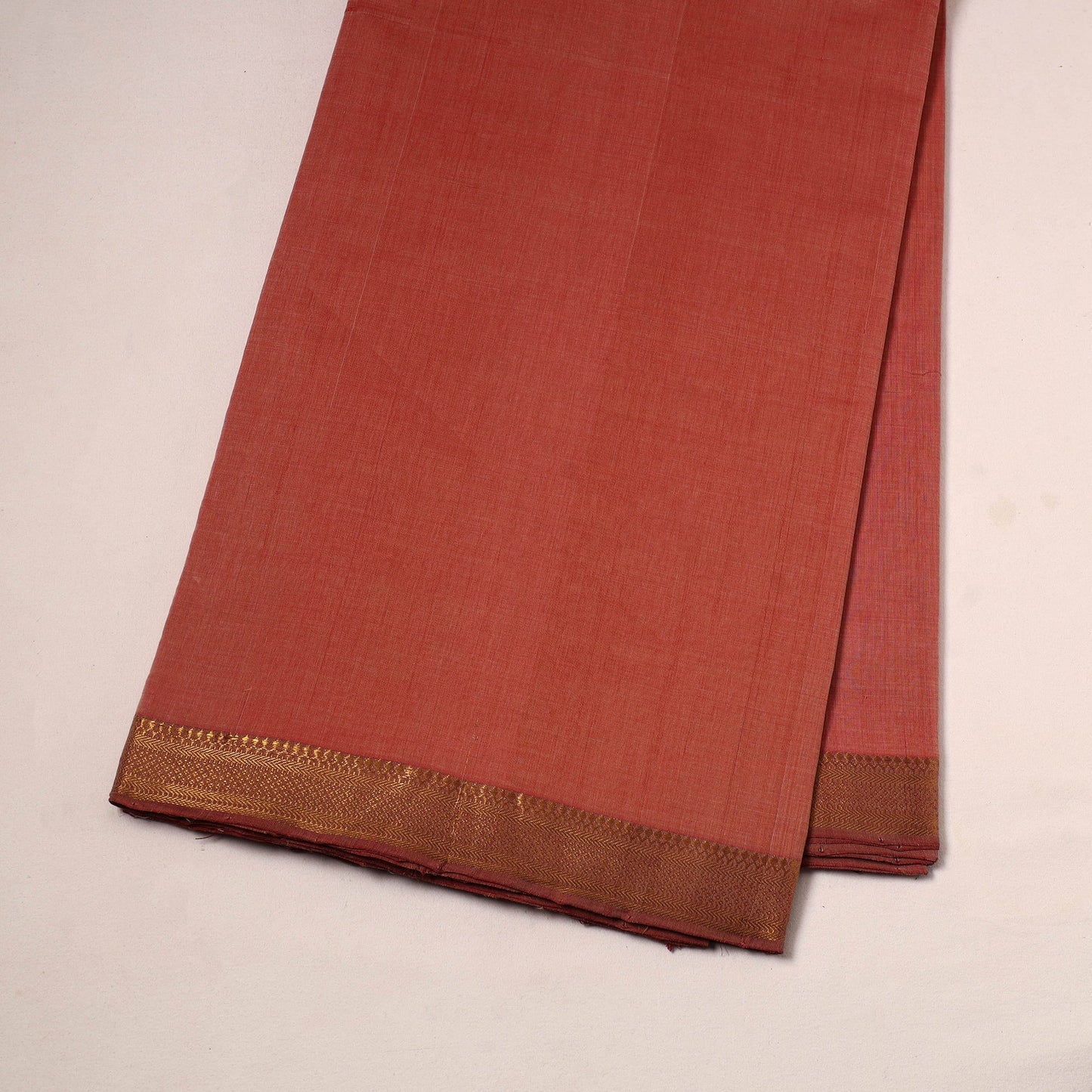 Red - handloom cotton mangalagiri fabric with zari border