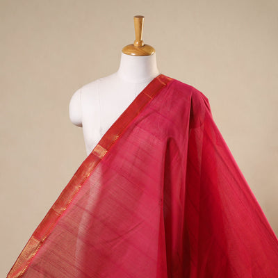 Red - handloom cotton mangalagiri fabric with zari border