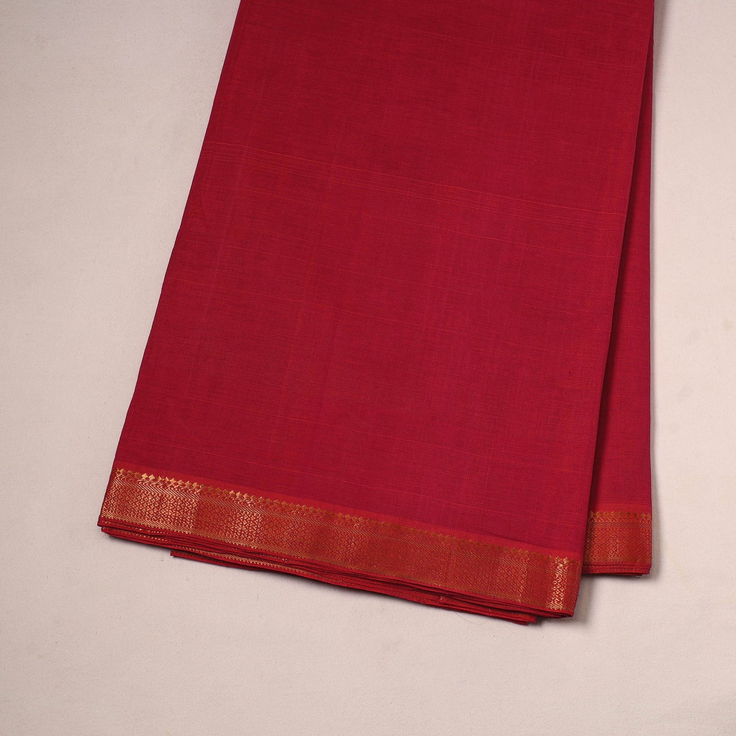 Red - handloom cotton mangalagiri fabric with zari border