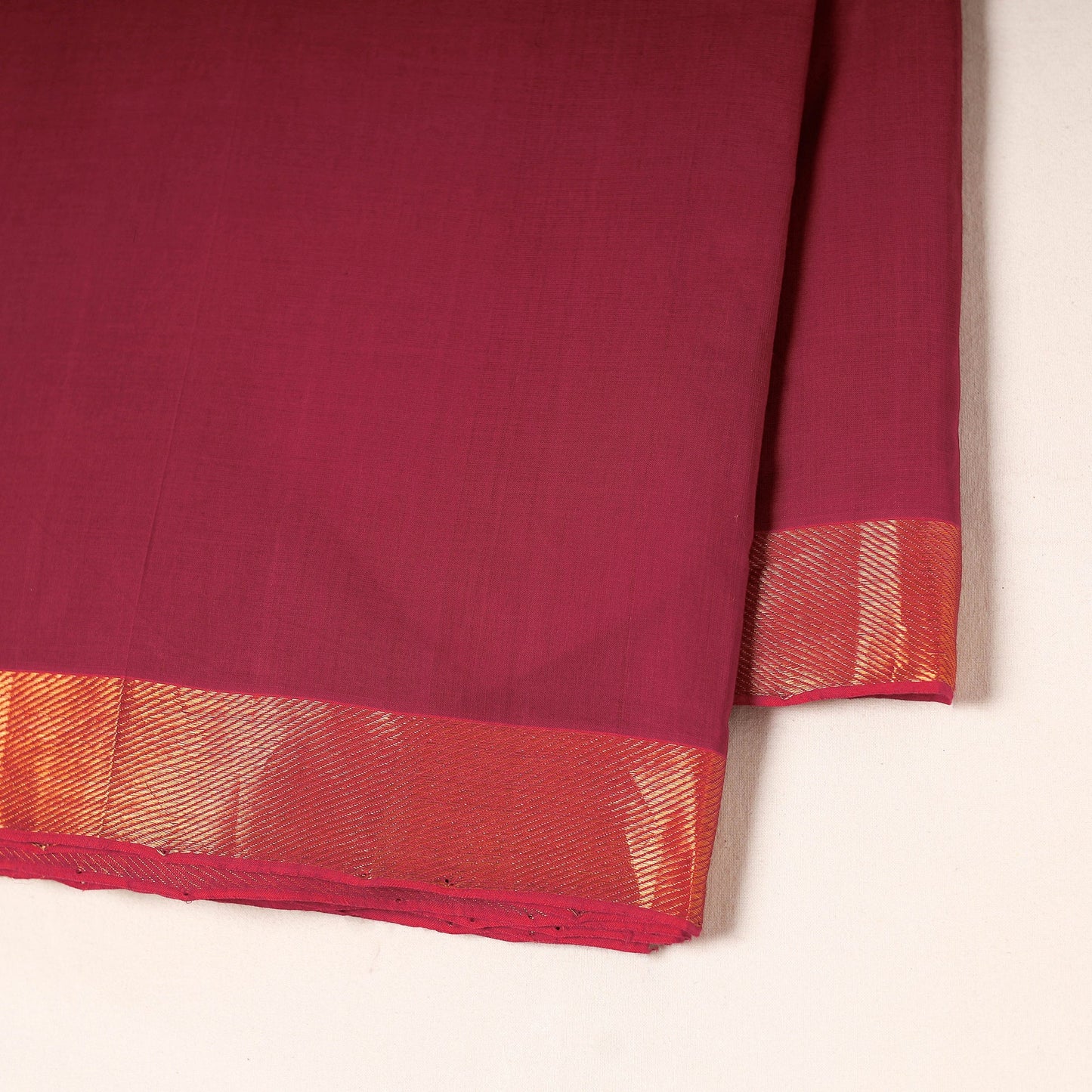 Red - handloom cotton mangalagiri fabric with zari border