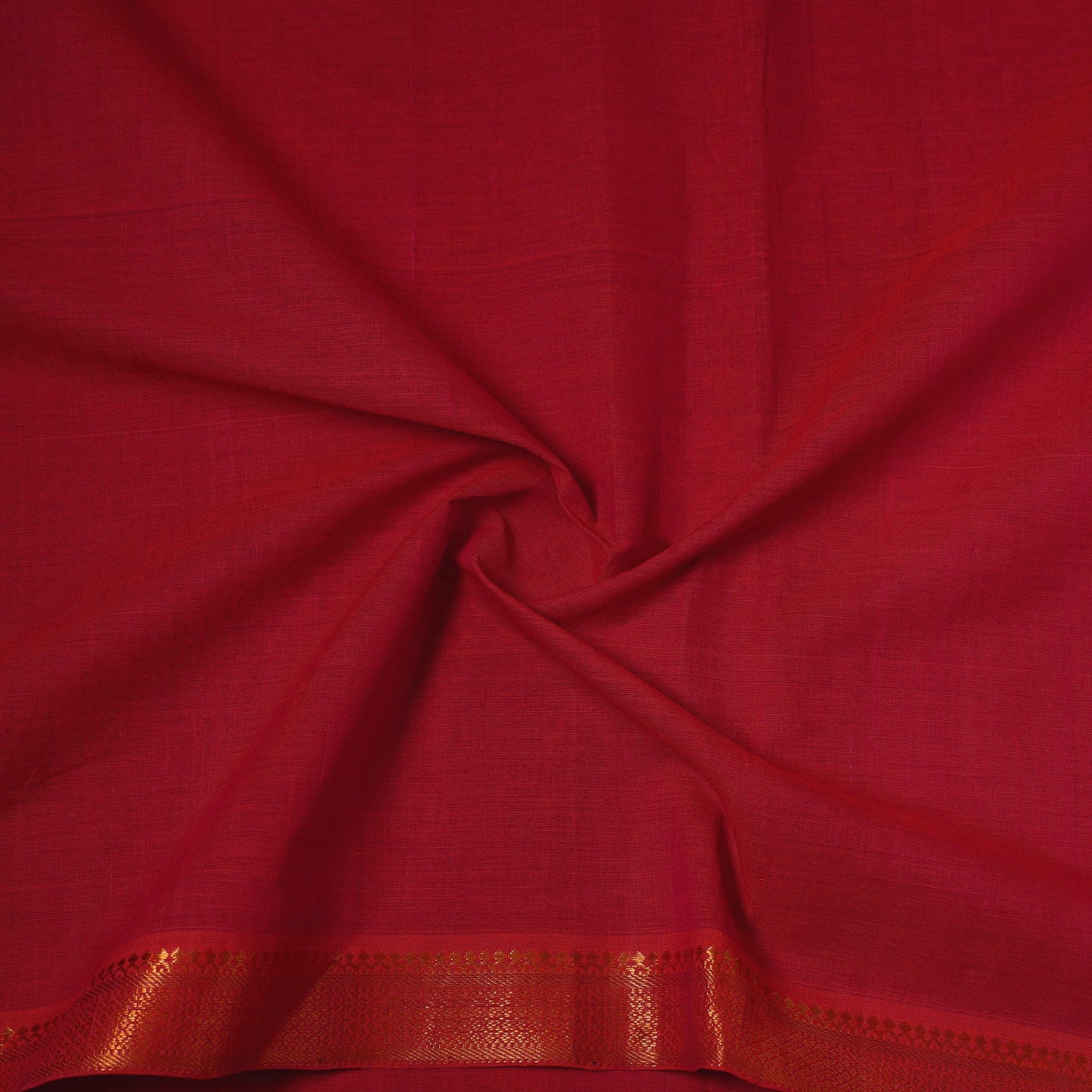 Red - handloom cotton mangalagiri fabric with zari border