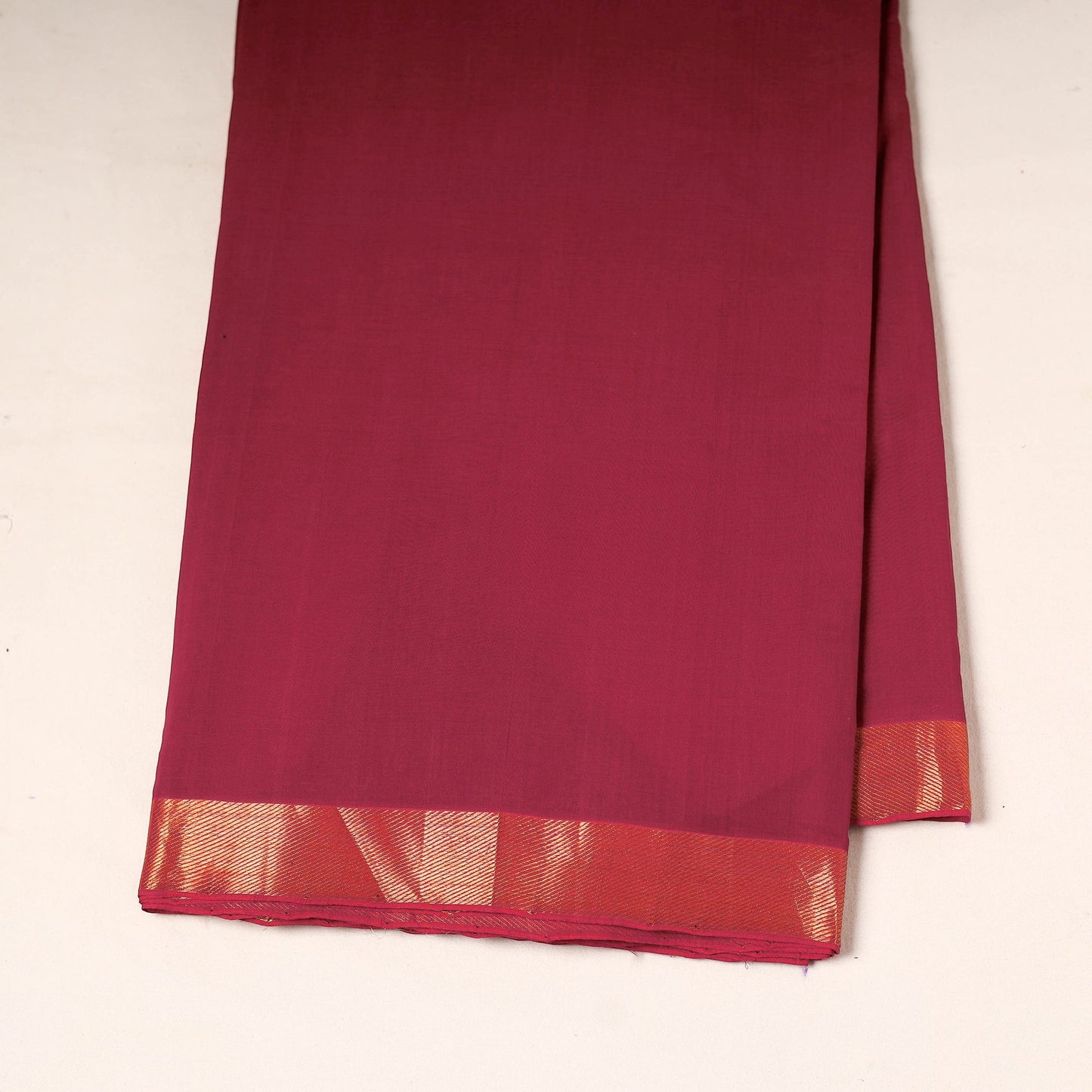 Red - handloom cotton mangalagiri fabric with zari border