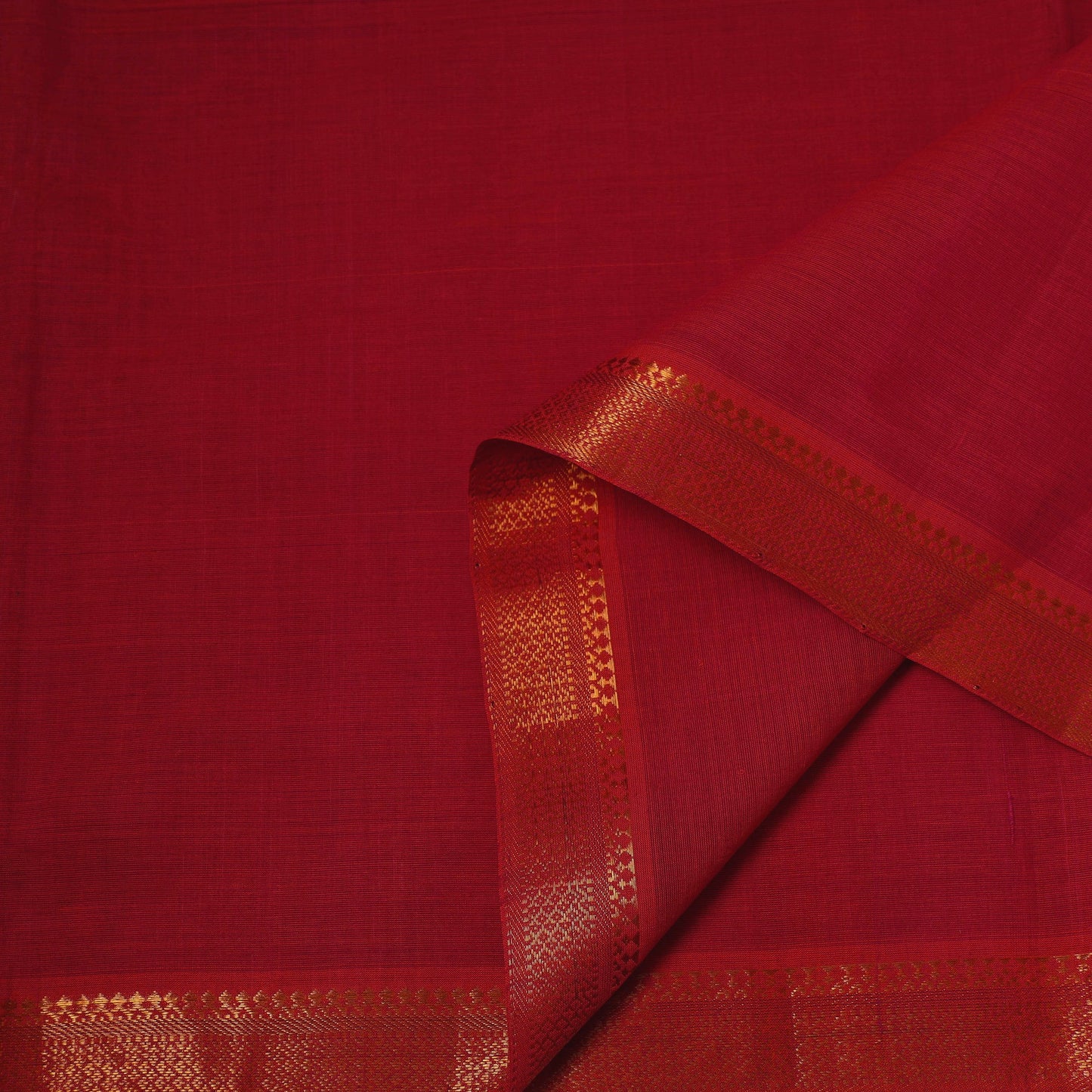 Red - handloom cotton mangalagiri fabric with zari border