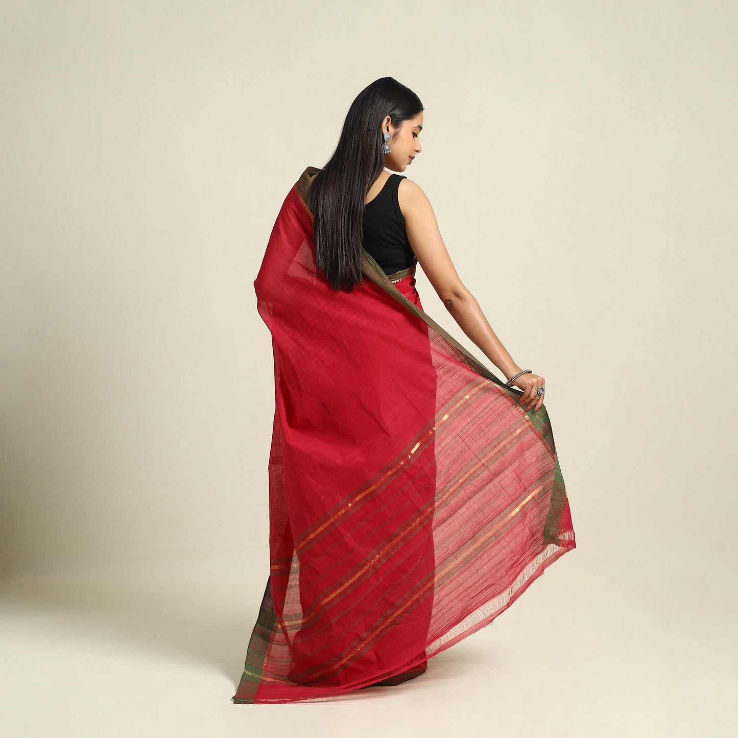  Red Handloom Cotton Mangalagiri Saree