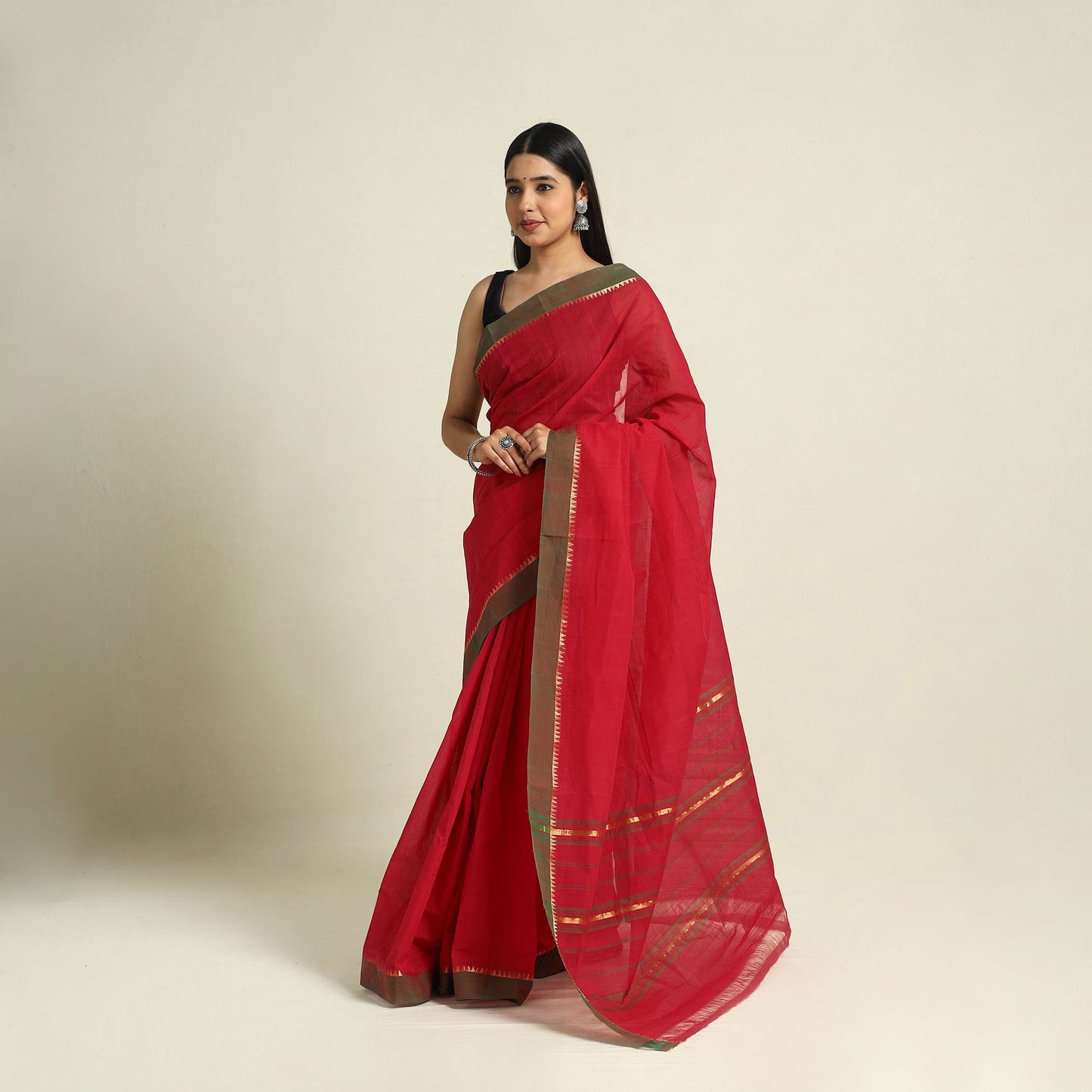  Red Handloom Cotton Mangalagiri Saree