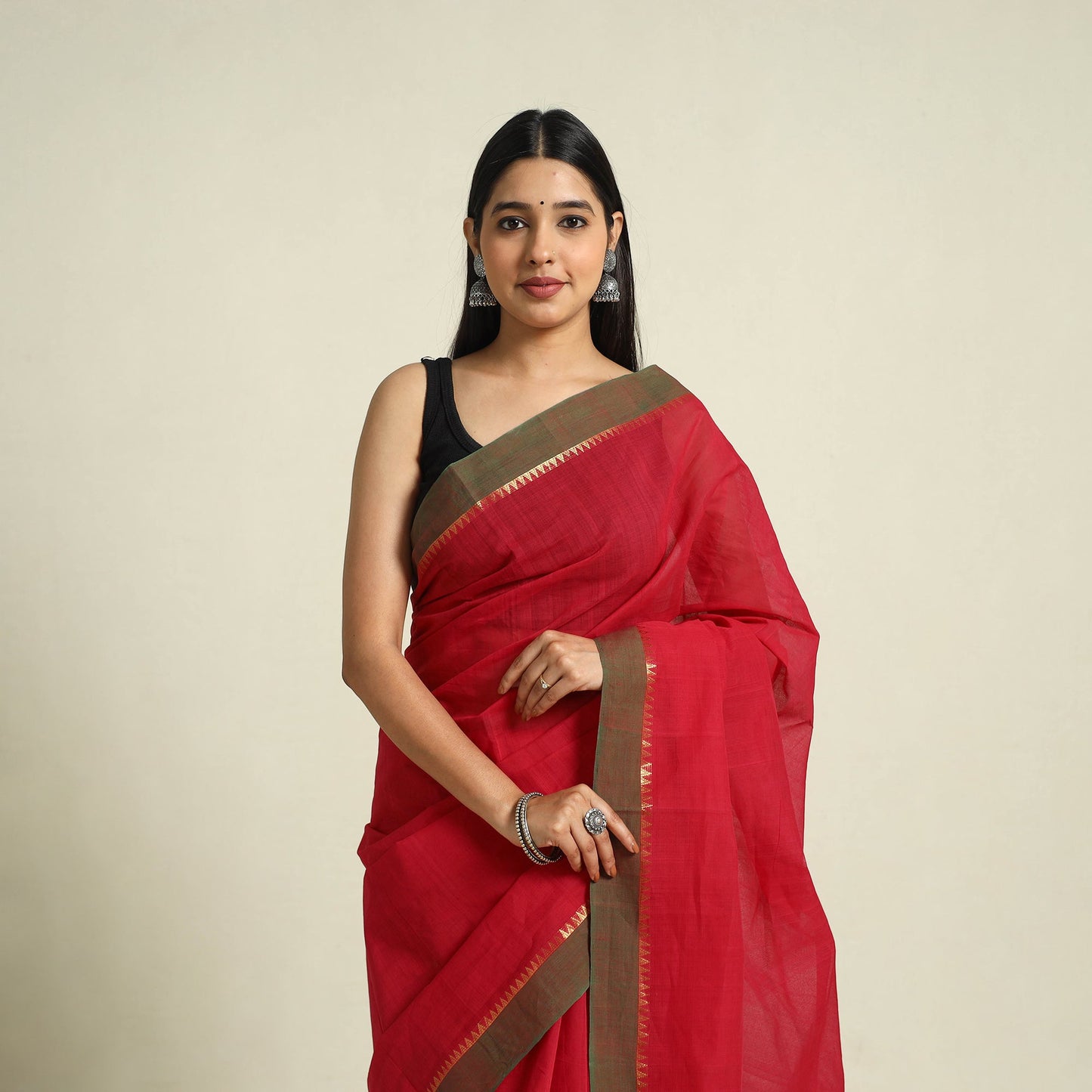  Red Handloom Cotton Mangalagiri Saree