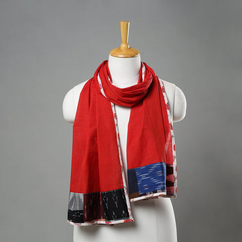 Red - handloom cotton mangalagiri stole 03 - handcrafted