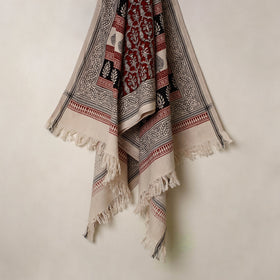 Red Handloom Cotton Bagh Print Towel