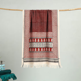 Red Bagh Hand Block Print Cotton Handloom Towel