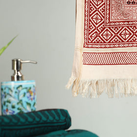 Red Bagh Hand Block Print Cotton Handloom Towel