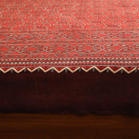 Red Handloom Cotton Block Print Double Ajrakh Bed Sheet
