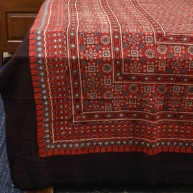 Red Handloom Cotton Block Print Double Ajrakh Bed Sheet