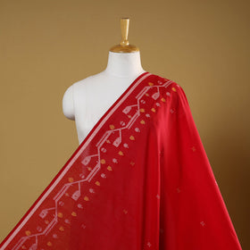 Red - handloom cotton phulia jamdani fabric 03 - handcrafted