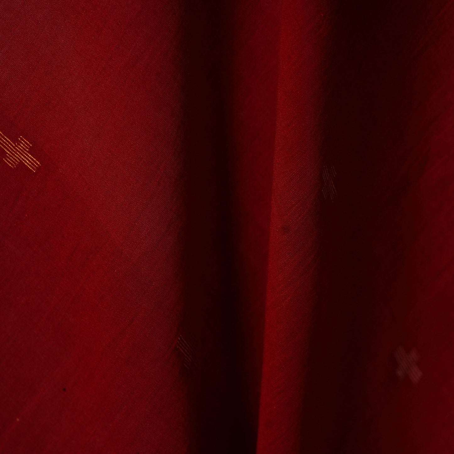 Red - handloom cotton phulia jamdani fabric 09 - handcrafted