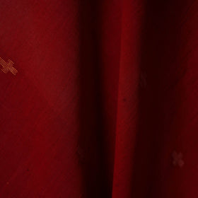 Red - handloom cotton phulia jamdani fabric 09 - handcrafted
