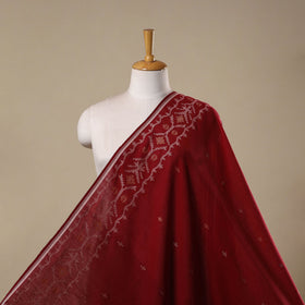 Red - handloom cotton phulia jamdani fabric 09 - handcrafted