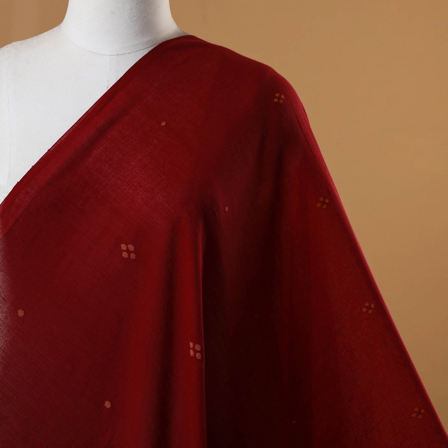 Red - handloom cotton phulia jamdani fabric 14 - handcrafted