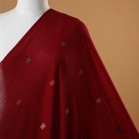Red - handloom cotton phulia jamdani fabric 23 - handcrafted