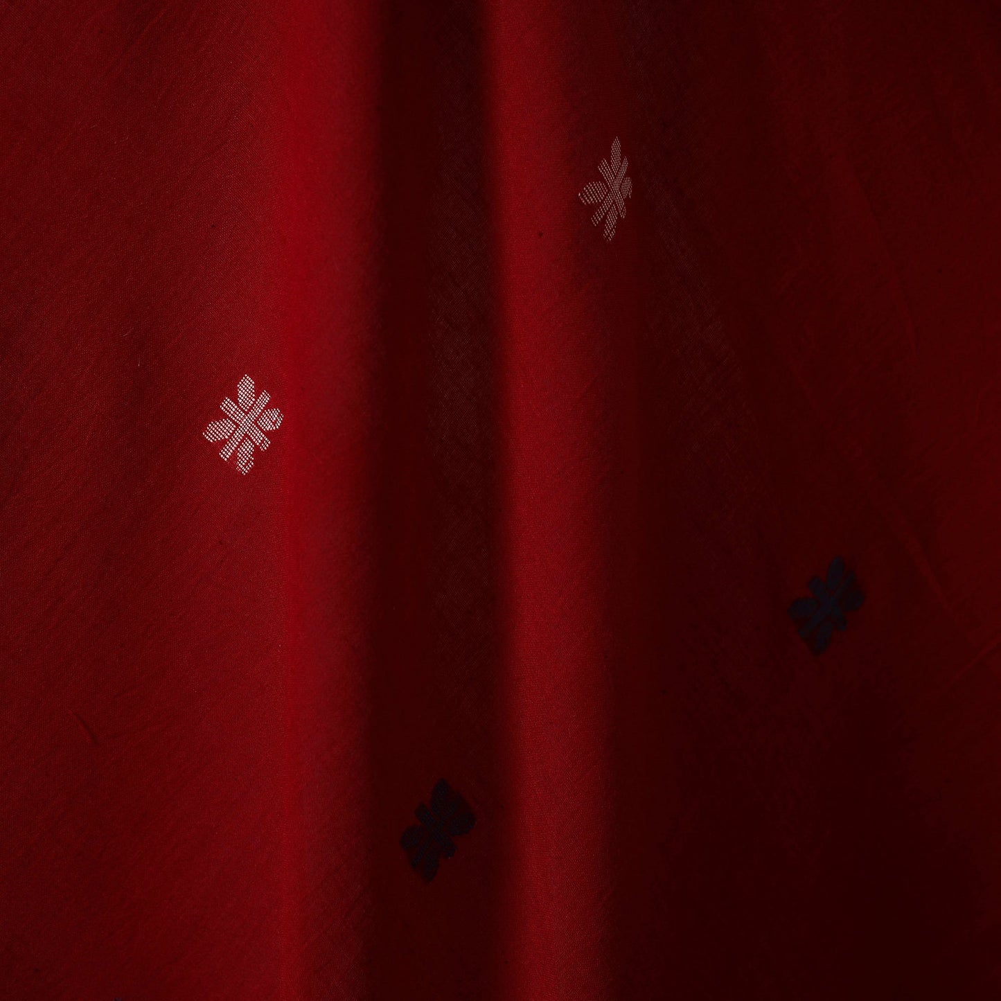 Red - handloom cotton phulia jamdani fabric 23 - handcrafted