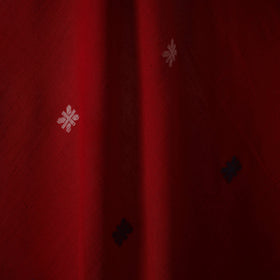 Red - handloom cotton phulia jamdani fabric 23 - handcrafted