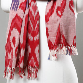 Buy Red Handloom Cotton Pochampally Central Asian Ikat Stole
