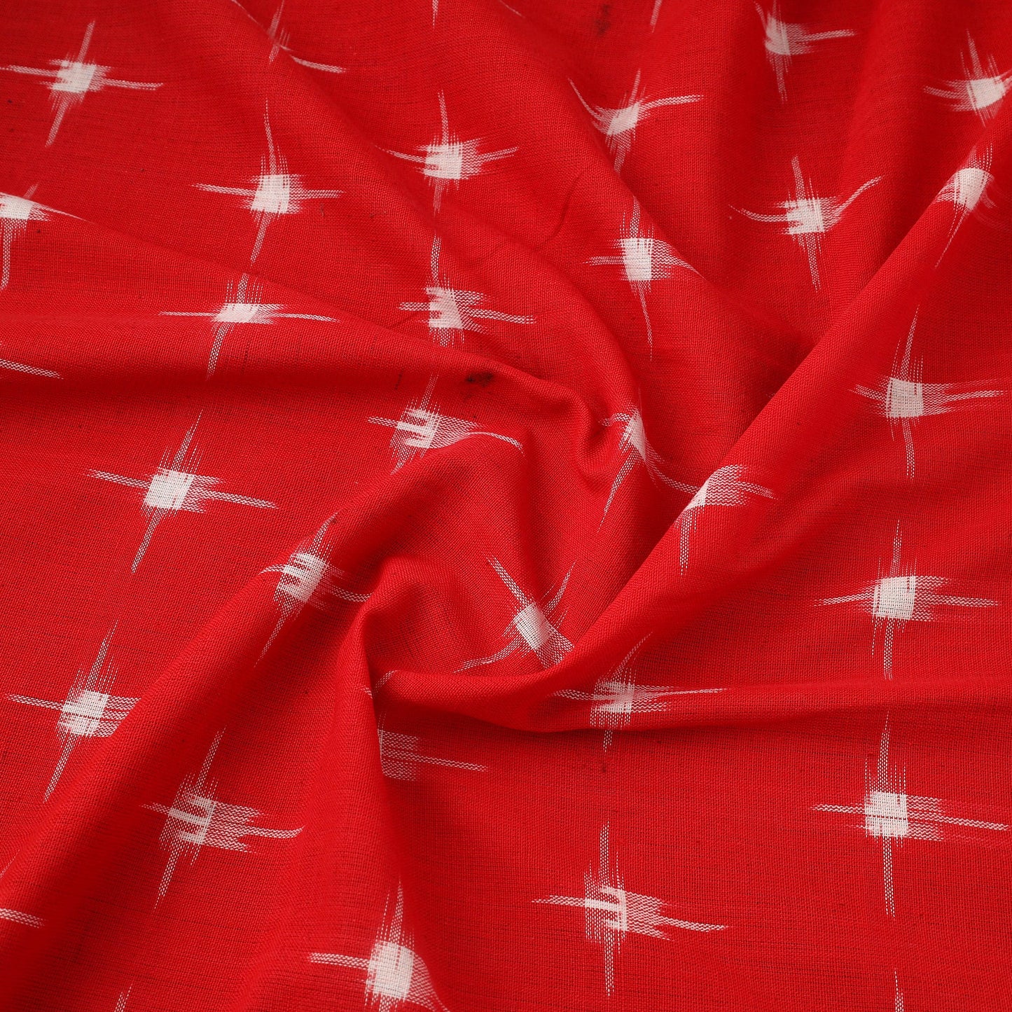 Buy Red Handloom Cotton Pochampally Double Ikat Fabric