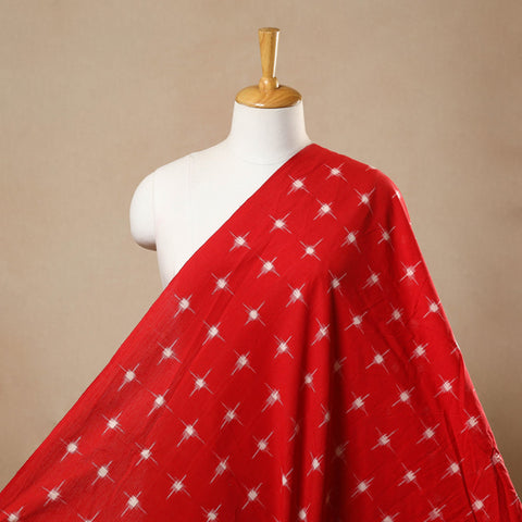 Buy Red Handloom Cotton Pochampally Double Ikat Fabric