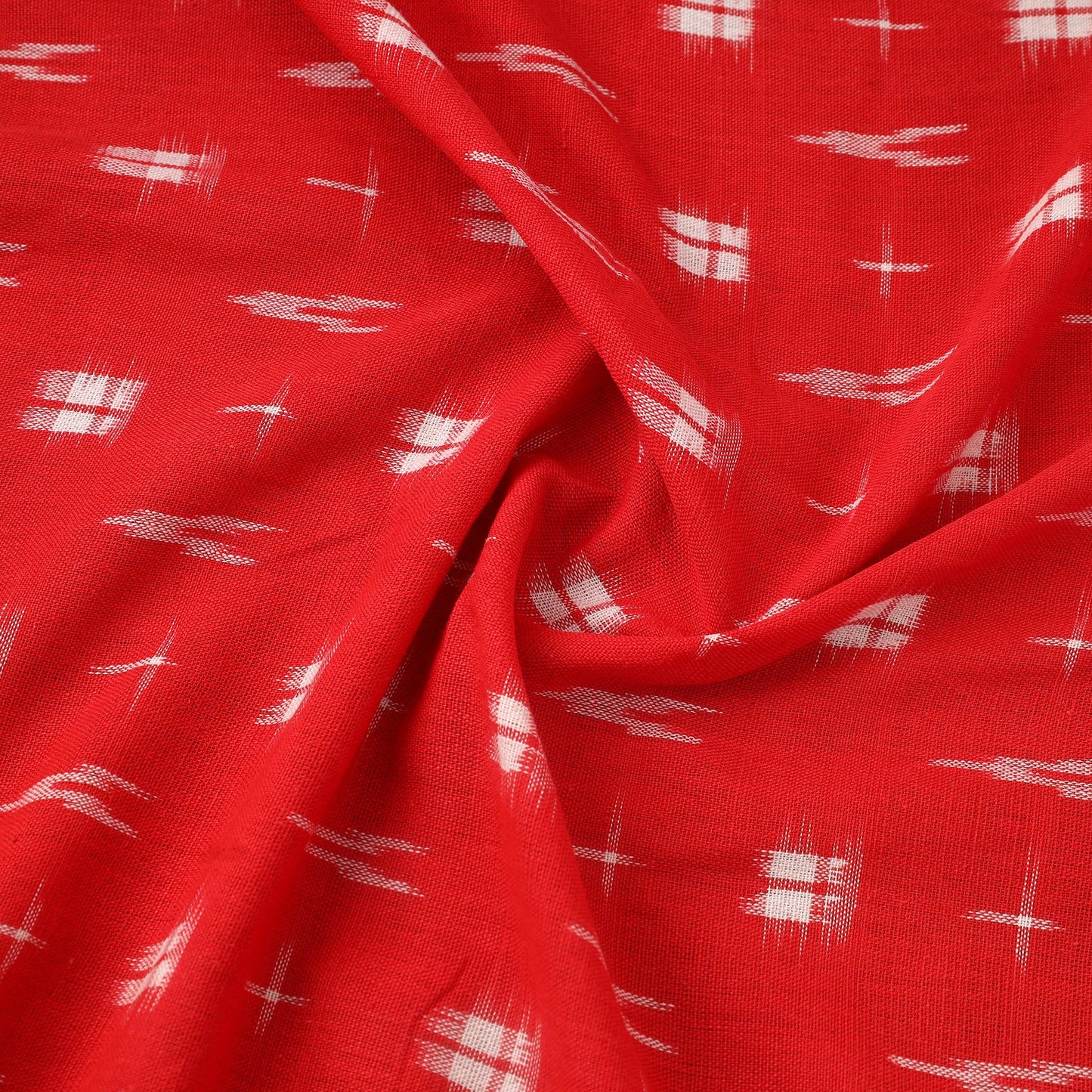  Red Handloom Cotton Pochampally Double Ikat Fabric