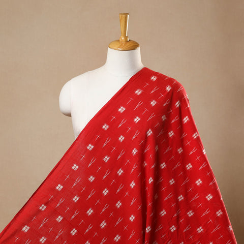  Red Handloom Cotton Pochampally Double Ikat Fabric