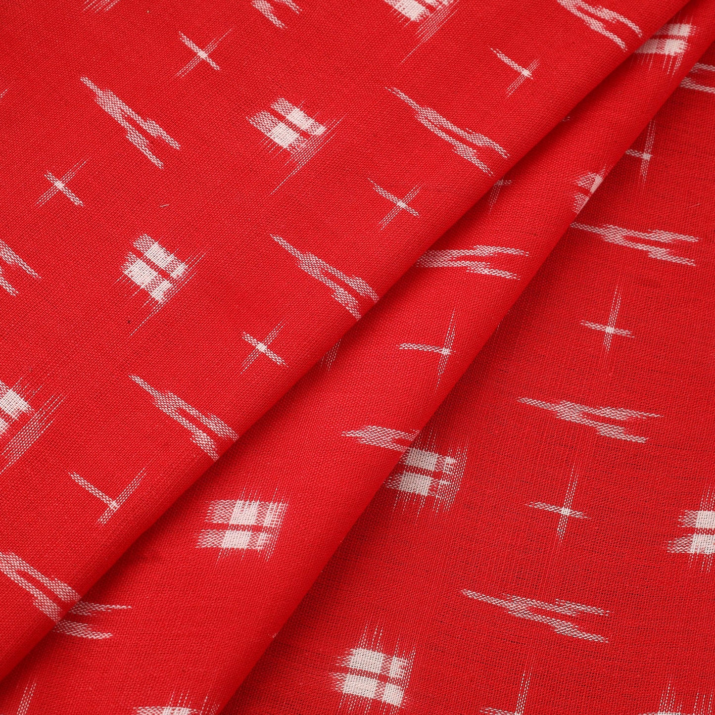  Red Handloom Cotton Pochampally Double Ikat Fabric