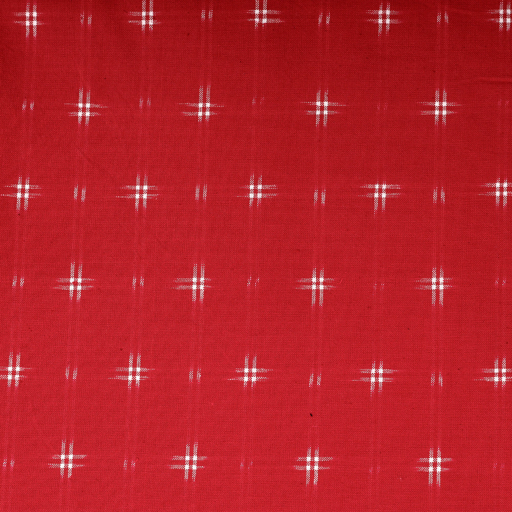  Red Handloom Cotton Pochampally Double Ikat Fabric
