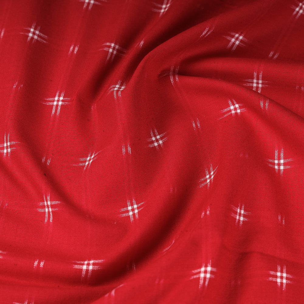  Red Handloom Cotton Pochampally Double Ikat Fabric