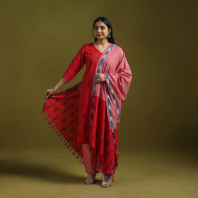 Handloom cotton pochampally ikat 3pc kurta set for women 14