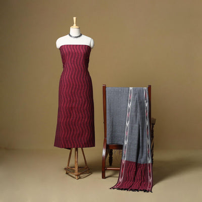 Handloom cotton pochampally ikat 3pc unstitched dress