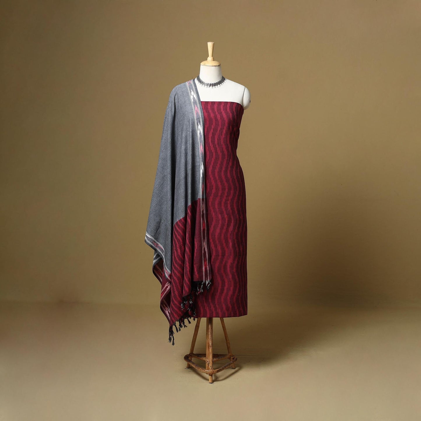 Handloom cotton pochampally ikat 3pc unstitched dress