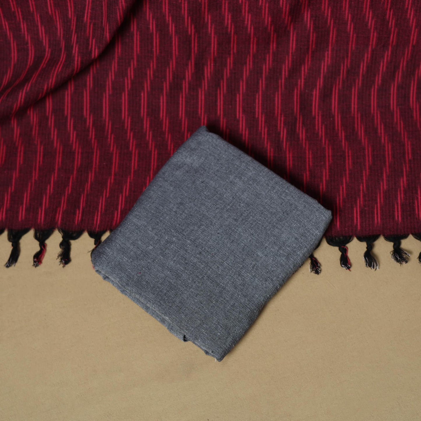 Handloom cotton pochampally ikat 3pc unstitched dress