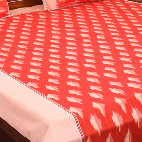 Red - handloom cotton pochampally ikat double bedsheet set