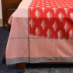 Red - handloom cotton pochampally ikat double bedsheet set