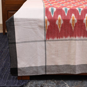 Red - handloom cotton pochampally ikat double bedsheet set