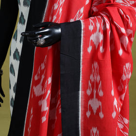 Red - handloom cotton pochampally ikat dupatta 01