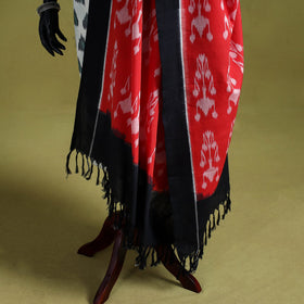 Red - handloom cotton pochampally ikat dupatta 01