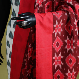 Red - handloom cotton pochampally ikat dupatta 07