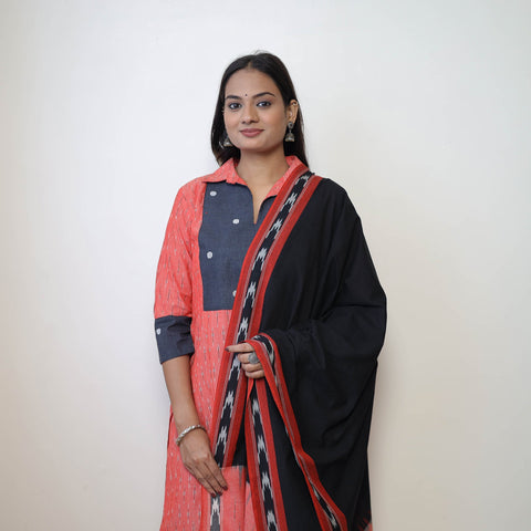 Buy Red Handloom Cotton Pochampally Ikat Kurta Set