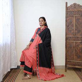 Buy Red Handloom Cotton Pochampally Ikat Kurta Set